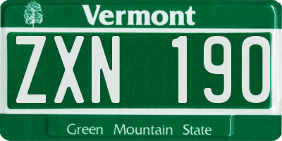 VT license plate ZXN190