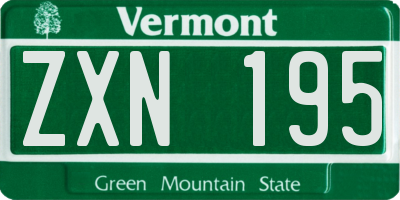 VT license plate ZXN195