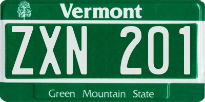 VT license plate ZXN201