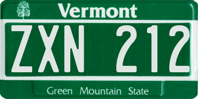 VT license plate ZXN212
