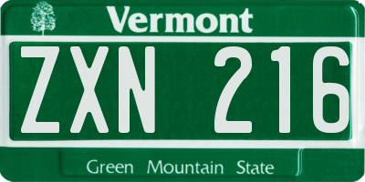VT license plate ZXN216