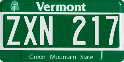 VT license plate ZXN217
