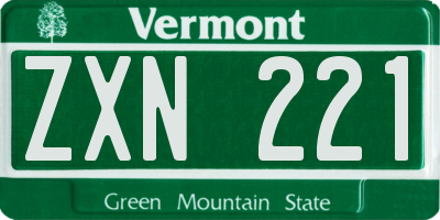 VT license plate ZXN221