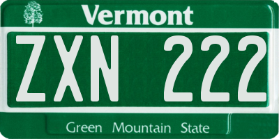 VT license plate ZXN222