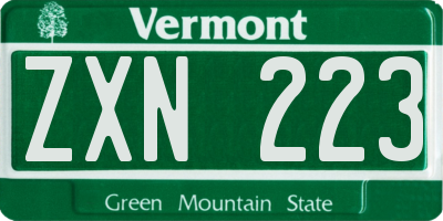 VT license plate ZXN223