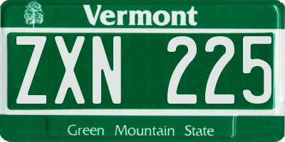 VT license plate ZXN225