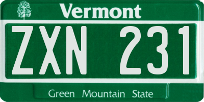 VT license plate ZXN231