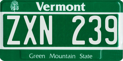 VT license plate ZXN239