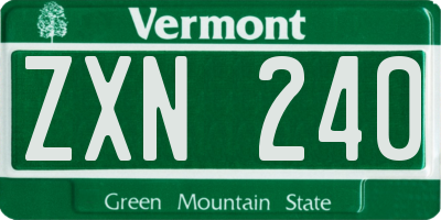 VT license plate ZXN240