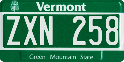 VT license plate ZXN258
