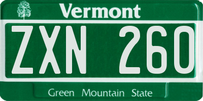 VT license plate ZXN260