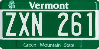 VT license plate ZXN261