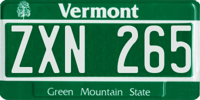 VT license plate ZXN265