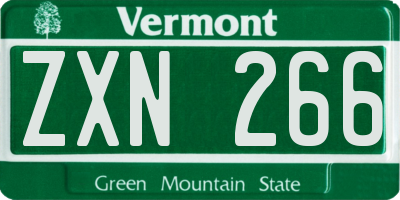 VT license plate ZXN266