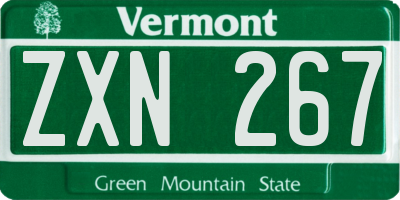 VT license plate ZXN267