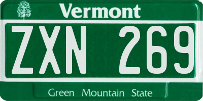 VT license plate ZXN269