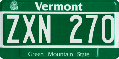 VT license plate ZXN270