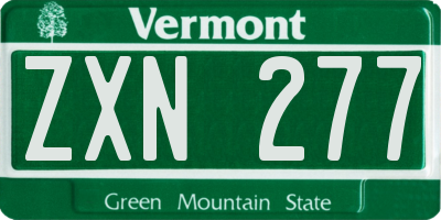 VT license plate ZXN277