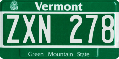 VT license plate ZXN278