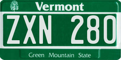 VT license plate ZXN280