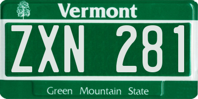 VT license plate ZXN281