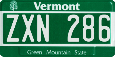 VT license plate ZXN286