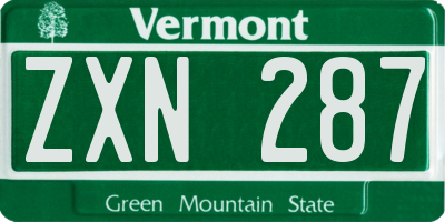 VT license plate ZXN287