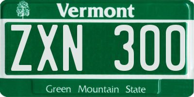 VT license plate ZXN300