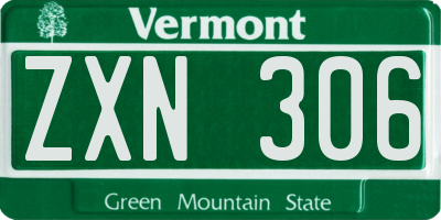 VT license plate ZXN306