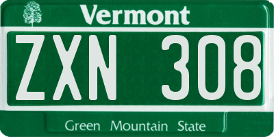 VT license plate ZXN308