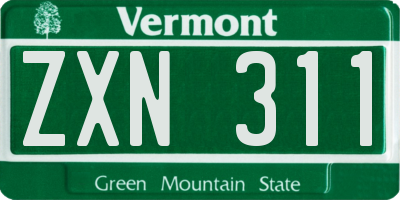 VT license plate ZXN311