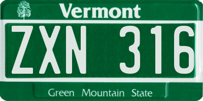 VT license plate ZXN316