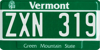 VT license plate ZXN319