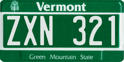 VT license plate ZXN321