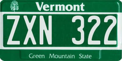 VT license plate ZXN322