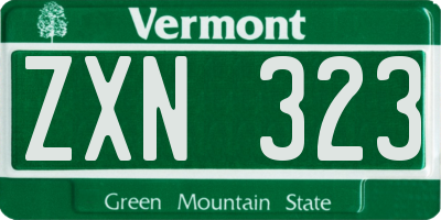 VT license plate ZXN323