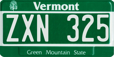 VT license plate ZXN325
