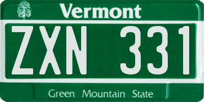 VT license plate ZXN331