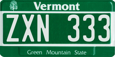 VT license plate ZXN333