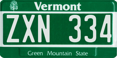 VT license plate ZXN334