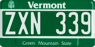 VT license plate ZXN339