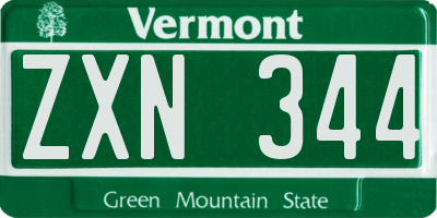 VT license plate ZXN344