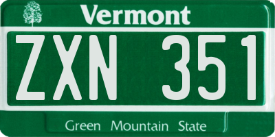 VT license plate ZXN351