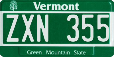 VT license plate ZXN355