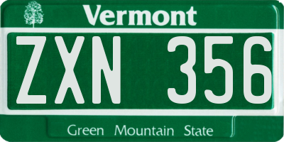 VT license plate ZXN356