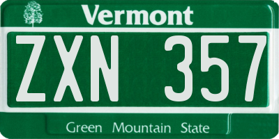 VT license plate ZXN357