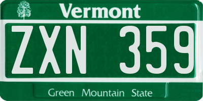 VT license plate ZXN359