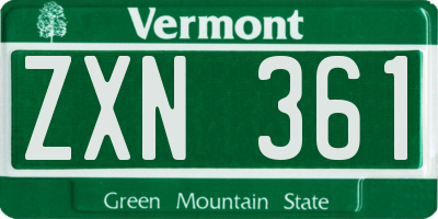 VT license plate ZXN361