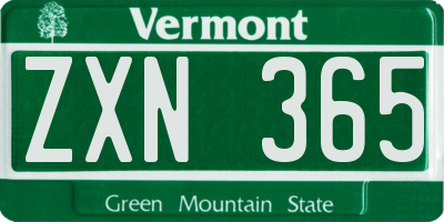 VT license plate ZXN365