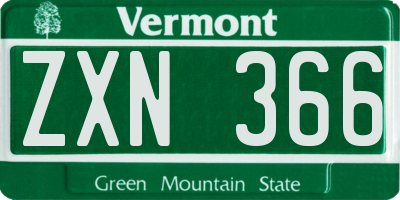 VT license plate ZXN366